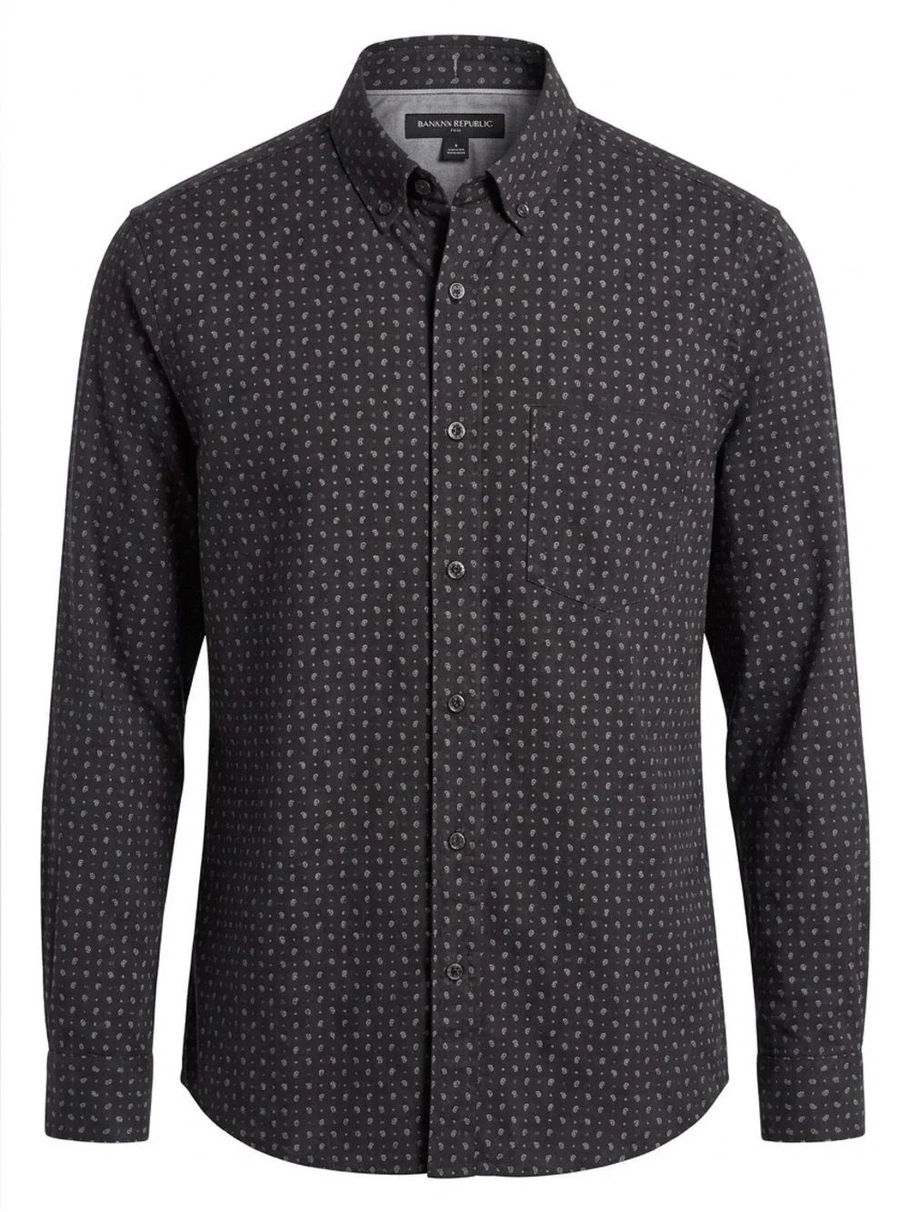 Banana Republic Men's Dark Gray Microdot Button-Down Shirt